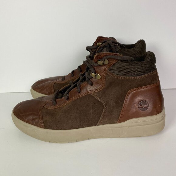 Timberland Seneca Bay Sneaker Boots Men's 10 Brown Leather Mid Top Sneakers - Picture 8 of 16